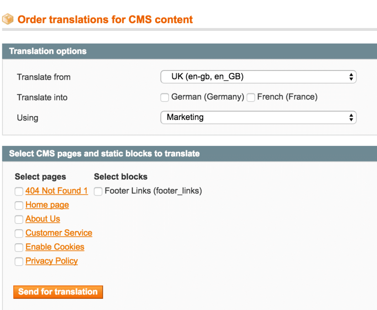 CMS content translation