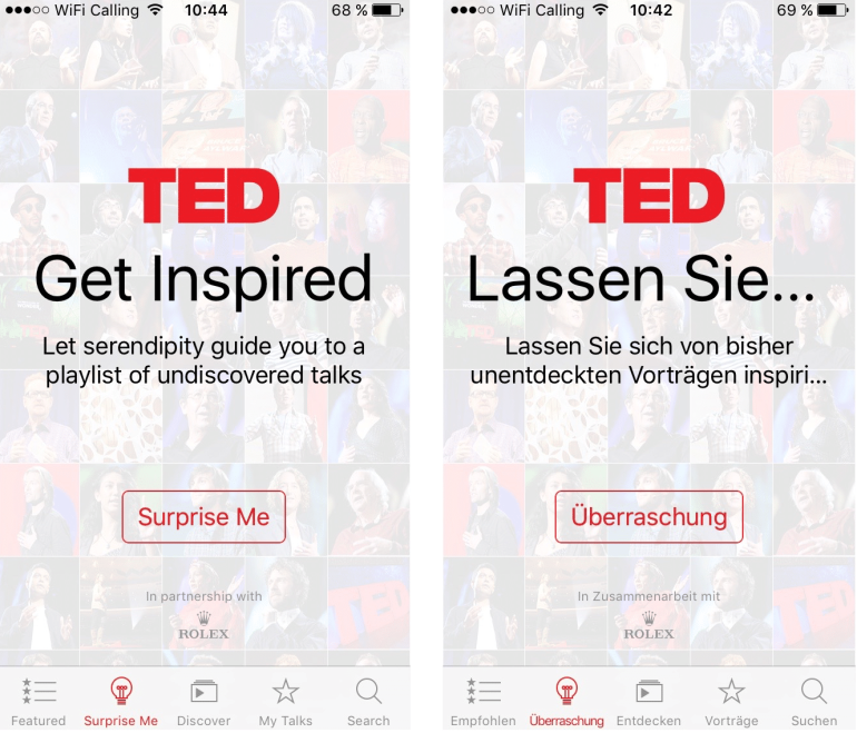 Ted app localisation for German