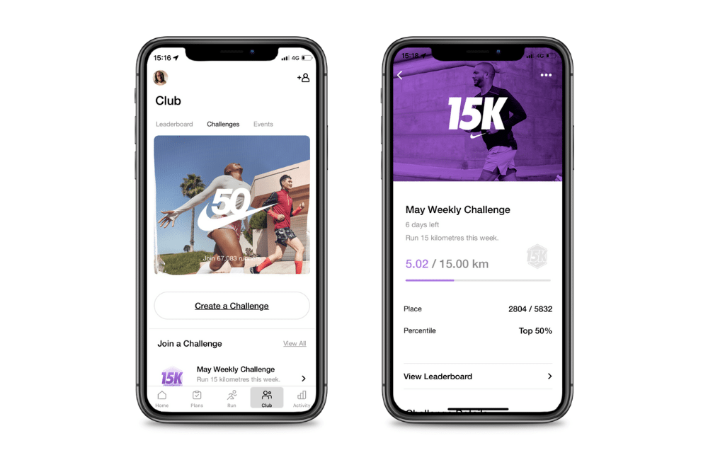 Nike run app screenshots